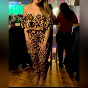 Banjul off the shoulder bland and gold jumpsuit 💛